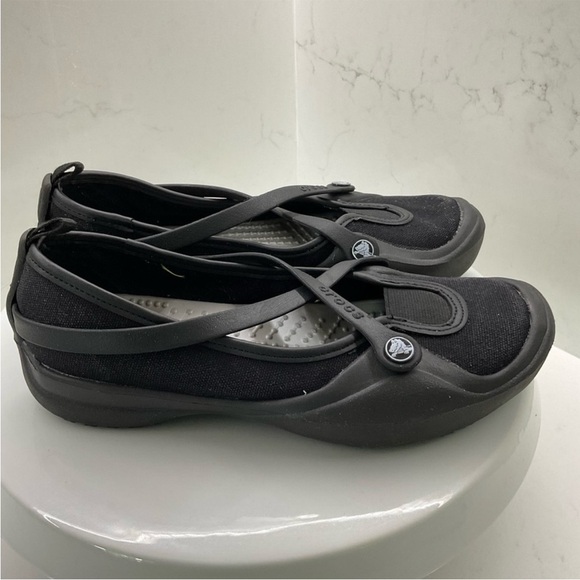 CROCS black Mary Janes ballet flats size 6 - Picture 4 of 8